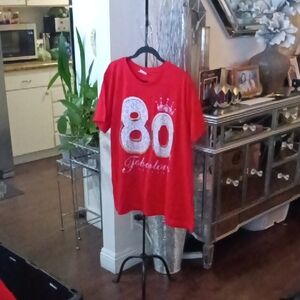 A:Vibrant Red Short Sleeve Tee Casual Style